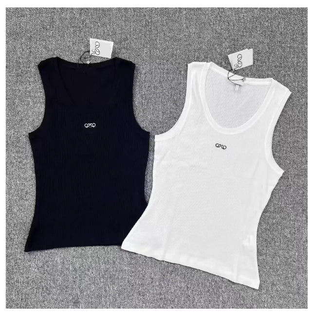 Women Knits Tank Top Womens T Shirts Sleeveless Woman Vests 2025 Summer Tanks Camis Tees Vest White Black Short Shirt Lady Slim Vests Ice Silk Tops