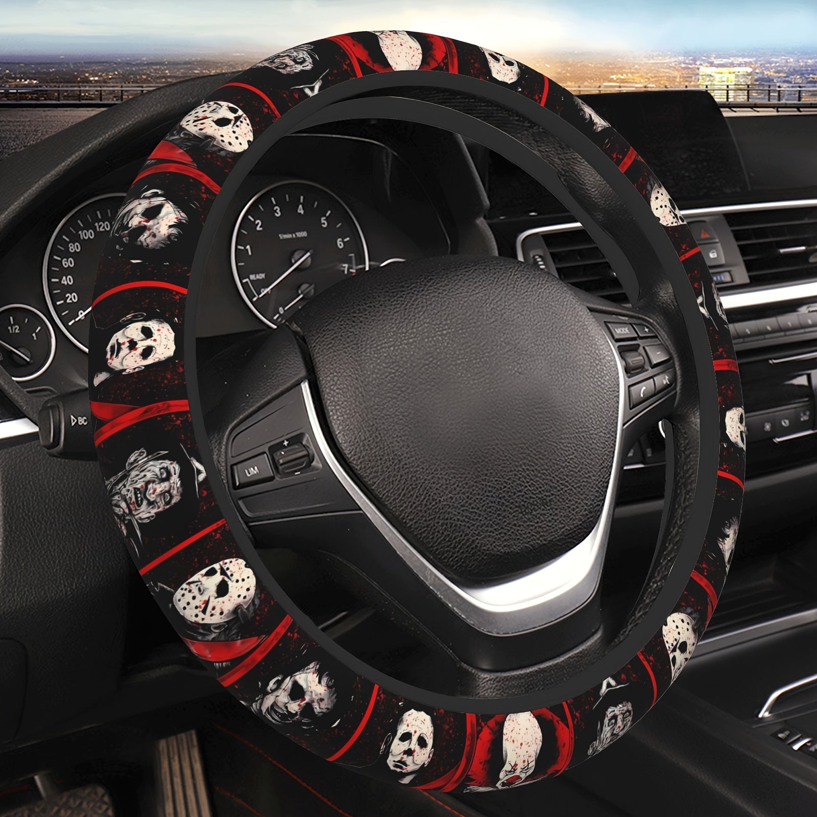 TEMU Spooky Steering Wheel Cover - Fit For 15" Wheels, Cars & Suvs, Design