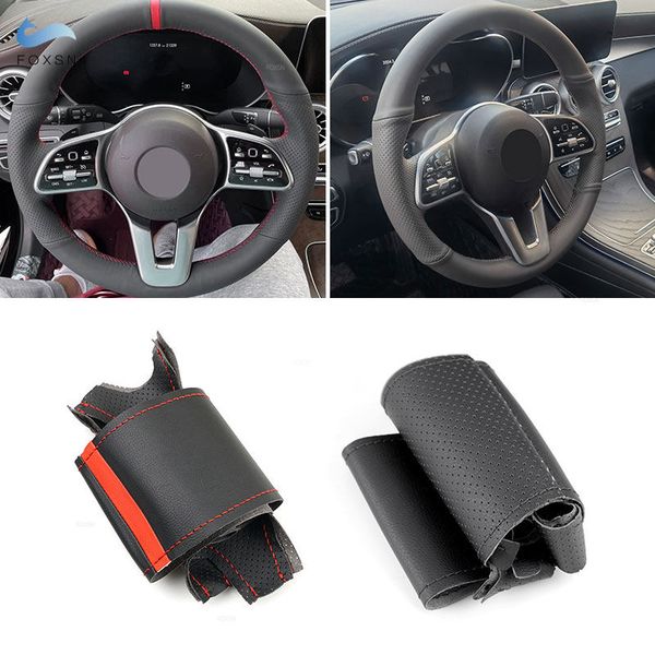 Hand Stitched Car Inner Steering Wheel Cover For Mercedes Benz A C E S G Class W177 W205 W213 W222 W463 Perforated Leather Trim