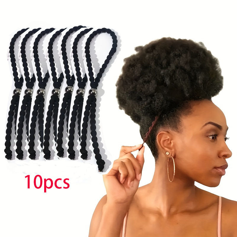 TEMU Jersey Hair Ties For Women - 10 Pack Adjustable Hair Ropes, Stretchy Ponytail Holders For Curly Hair, Comfortable Updo Hair Accessories For Age