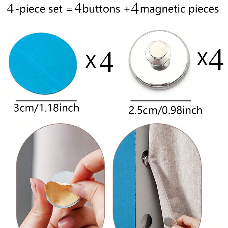 TEMU 4-pack Deco Magnetic Curtain Buckles, -blocking Button With Removable Strap For Bathroom Shower Curtains, Wall Fixation