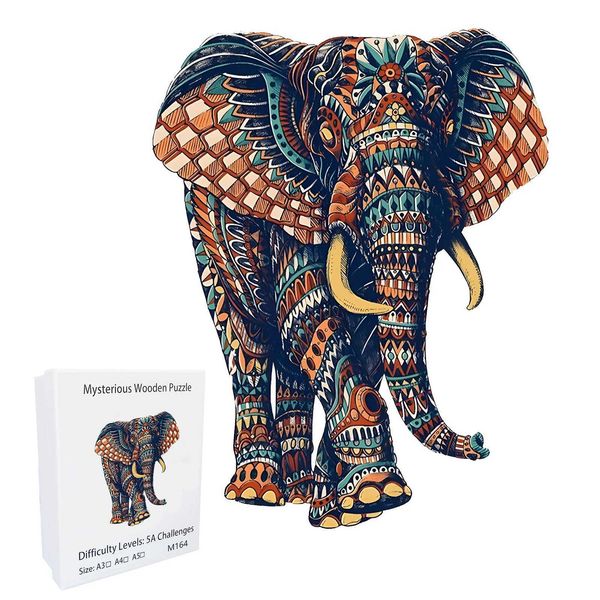 Unique Elephant Wooden Puzzle Adult Stress Relief Toys Irregular Animal Shapes Holiday Birthday GiftXJ241218