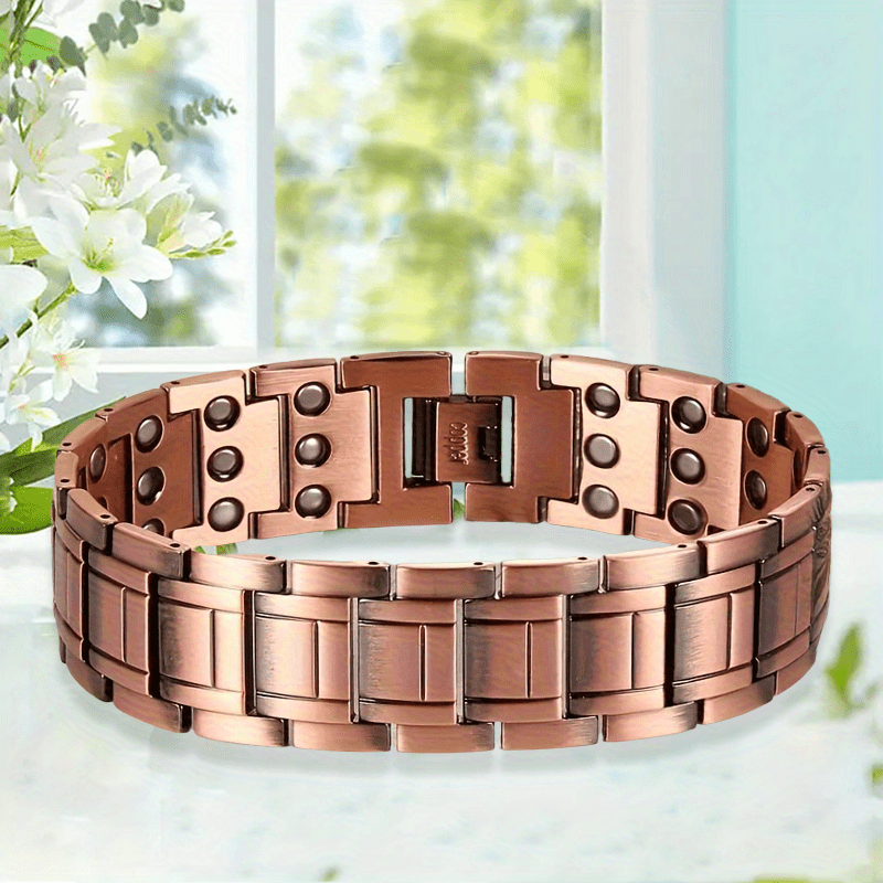 TEMU Men's Copper Bracelet, 3x Magnetic Bracelet, With 3500 Magnet, Adjustable Size, Father's Day Gift.