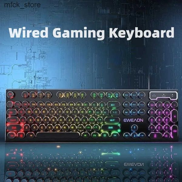 Keyboards Mechanical Feel Gamer Keyboard Floating Button Design 104 Keys Waterproof And Dustproof Ergonomic Wired Keyboard for Pc Gamer J241
