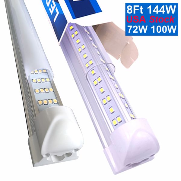 V Shaped Integrated LED Tubes Light 4ft 5ft 6ft 8ft Bulb Lights T8 72W 144W Double Sides Bulbs Shop Cooler Door Lighting Adhesive Exterior f