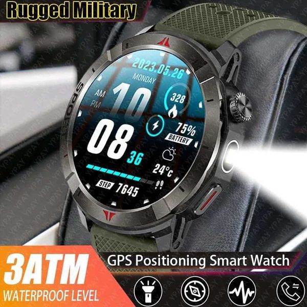 Suitable for the new military smartwatch IP68 outdoor sports watch fitness tracker health monitor BT call compass GPS LED smartwatch X241226