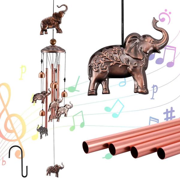 35inch Wind Chimes With Elephant Metal Tubes Outdoor Garden Yard Decoration Retro Creative Hanging Wind Chimes Ornaments Y250116