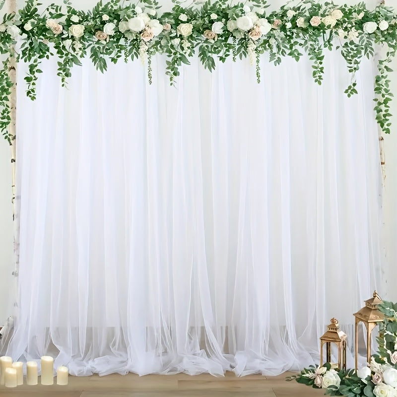 TEMU 2pcs 118.6in White Transparent Wedding Background Curtains, 5.27ft*9.8ft For Ceremonies, Birthday, , Valentine's Day, Parties, - Easy To Clean