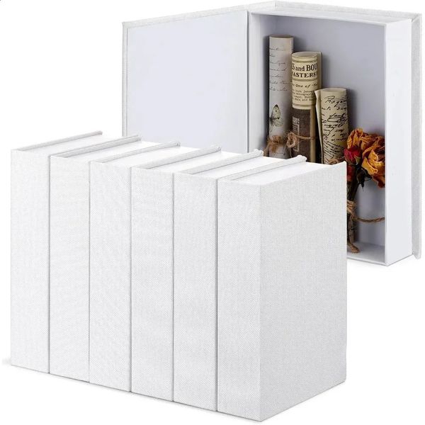 Faux Book Box Decorative BookModern Linen Fake Decor for Coffee Table Bookshelf Cafe el Decoration Display DIY Craft 240804