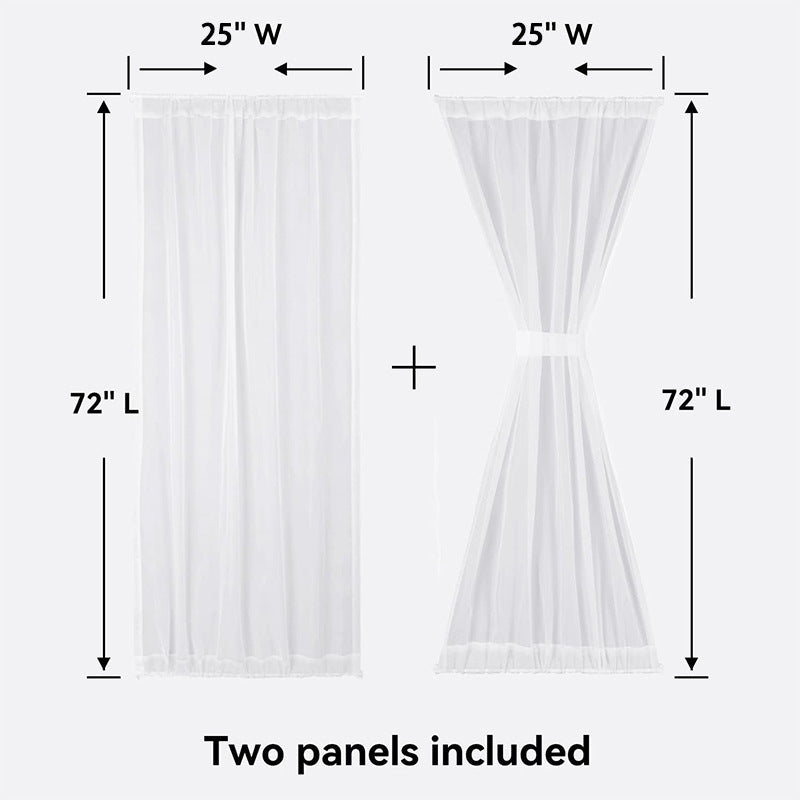 A964 Cross-border pure color light-transmitting French door curtain glass door curtain upper and lower double rod yarn curtain finished product whol