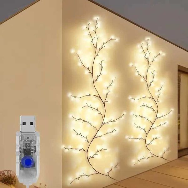1pc Willow Vine Lights For Room Decor 1.8m-5.9Ft Christmas Decorations Indoor Home Decor Artificial Plants Tree Branches 96 LEDs zyc241120