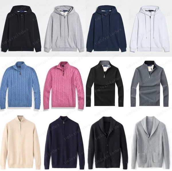 Mens Designer Hoodie Polo Sweater Fleece Shirts Thick Half Zipper High Neck Warm Pullover Slim Knit Knitting Hoody Hooded Sweatshirt Jumpers