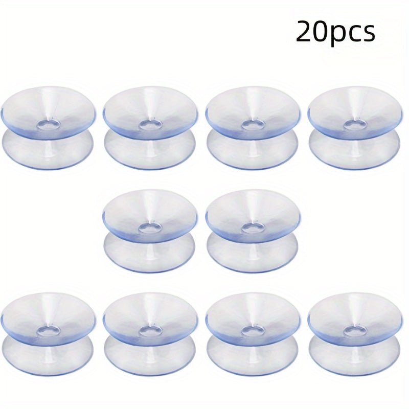 TEMU 20pcs Traditional Style Clear Suction Cups, 20mm Heavy Duty Double Sided Suckers, Wall Mount Pads For Glass, Bathroom, Desk Accessories, Utility