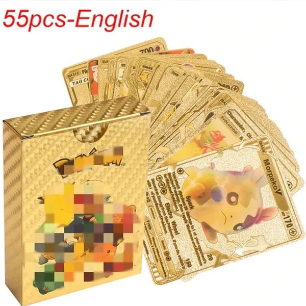 55pcs Gold Foil Cards Card Game Entertainment Collection Board Game Battle Card Elf English Card Manufacturer Wholesale