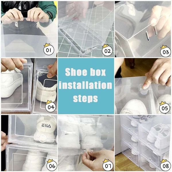 Storage Boxes Bins Fold Rac Storage Holders 6Pcsset Plastic Shoes Case Thickened Transparent Drawer Shoe Boxes Stackable Box Organizer Shoeb