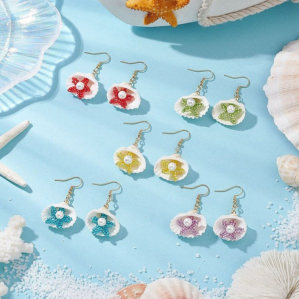 Boucles d'oreilles pendantes en acier inoxydable 304 en forme de coquillage