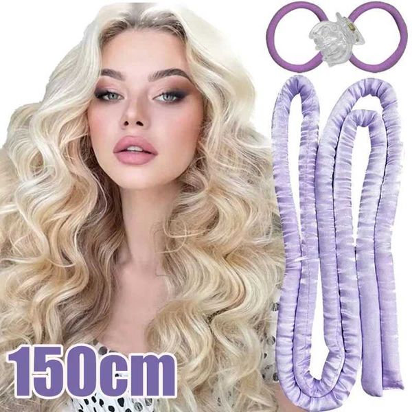 150cm Heatless Hair Curlers Rollers Lazy Curling Rod Headband Sleeping Soft Silk Curls Ties Perm Rods Hair Styling Tools NewXJ241119