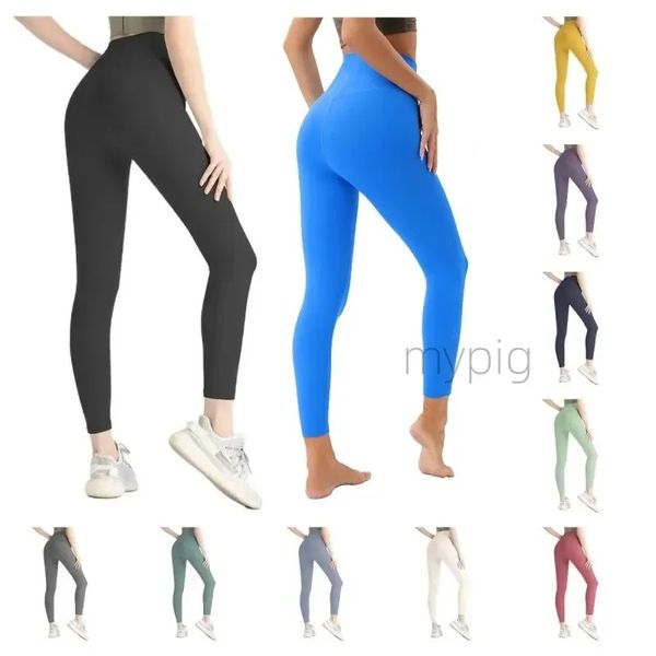 yoga Leggings Womens Short Cropped Outfits Lady Spots Yoga Ladies Pants Exercise Fiess Wear Girls Running Leggings Gym Slim Fit Align Pant