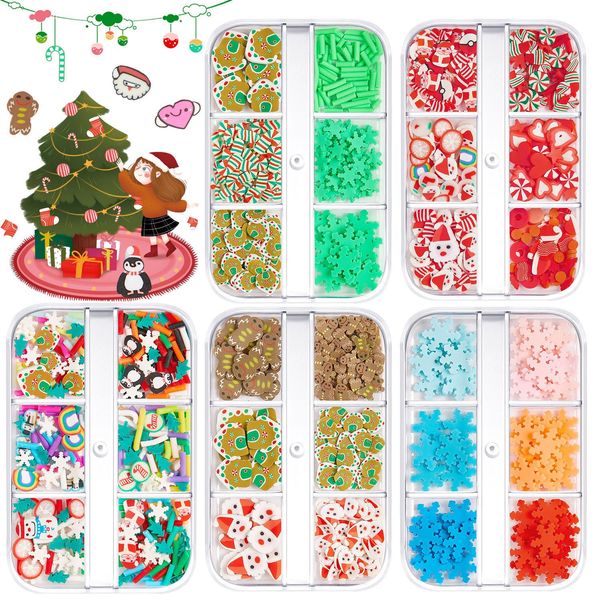 6Grid-Box Christmas Polymer Clay Flakes Sequins Epoxy Resin Filling Glitters DIY Resin Silicone Mold Nail Art Jewelry Crafts