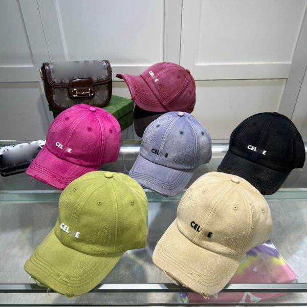 Couple Washed and Worn Out Designer Ball cap Women&#039;s Summer Vacation Travel Letter Printing Candy Color casquette