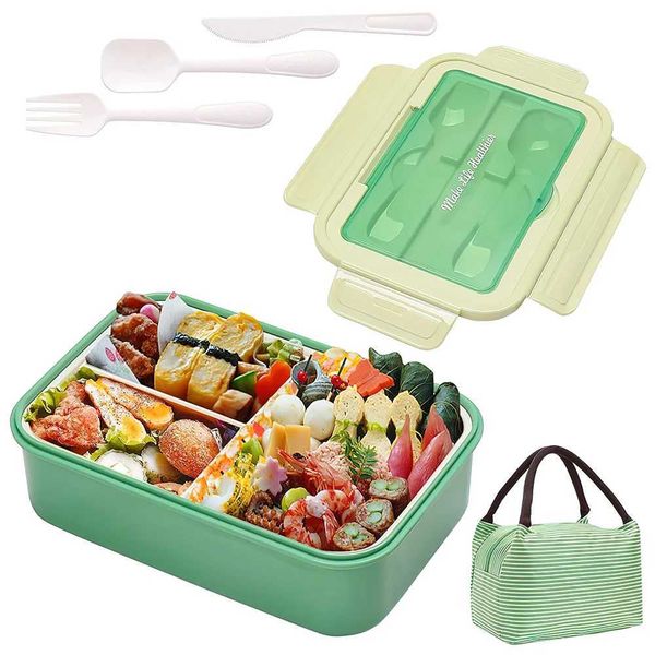 Lunch Box 3 Cells Microwave Dinnerware Food Storage Container Lunch Box Reusable Tableware Containers with spoon knife and fork Z250114