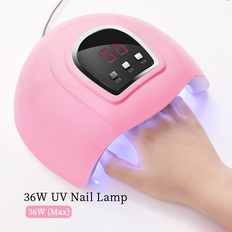 TEMU Portable 36w -led Nail Lamp - Professional - Gel Polish Dryer With, 30-60-90s Timer, & Blue For Home- Salon Use, Fast For Gel-led Polish (no