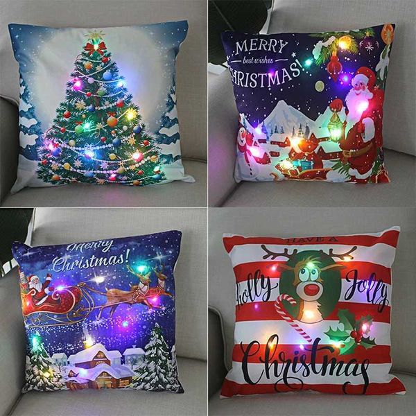 Christmas Decoration 2023 LED Pillowcase 45cm Pillow Cushion Cover with Lights New Year Decor Christmas Decorations for HomeXJ241026