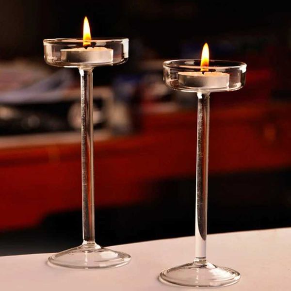 Candle Holders Glass Candle Holders Set Tealight Holder Home Decor Wedding Table Centerpieces Crystal Dinner Setting J241114