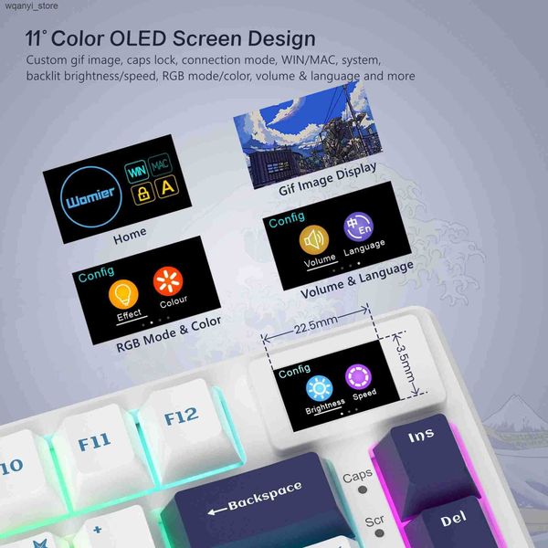 Keyboards Female SK80 pad installation mechanical keyboard 81 key keyboard 75% heat exchange RGB keyboard smart display suitable for PC L240