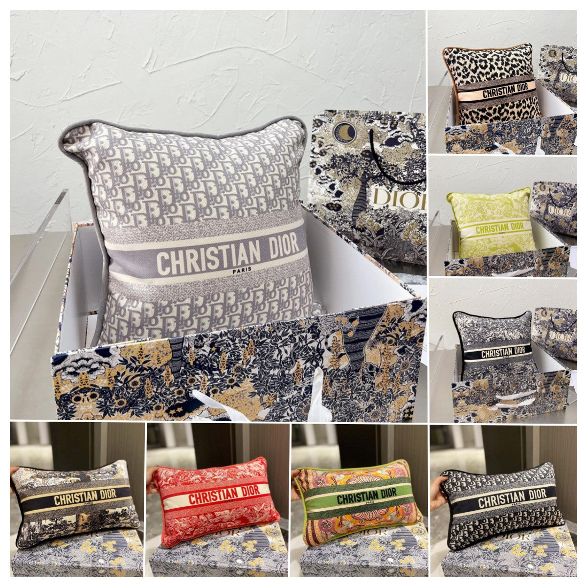 Dior Dupe Designer Throw Pillow (Core+Case) Luxury Cushion Holiday Gift Boxes Style 50cm*50cm 50cm*30cm with Gift Box #12012