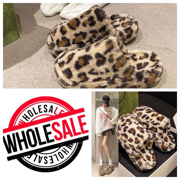 Slippers warm fur sandals winter woolen sandal wear new cotton autumn winter comfortable high-quality non-slip walking Flat Upper simple leo