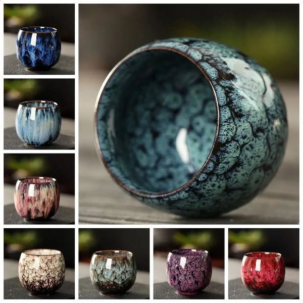 Japanese Style Tea Cup Kiln Transformation Ceramic Espresso Cup Porcelain Kung Fu Teacup Pottery Coffee Mug Wine Drinkware 240805