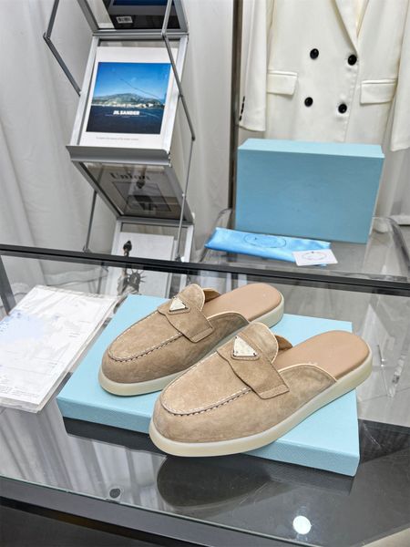 Summer Designer Men Shoes luxury Charms Walk slipper Women casual loafers Platform slippers classic Suede walking Flats mules with Buckle ou