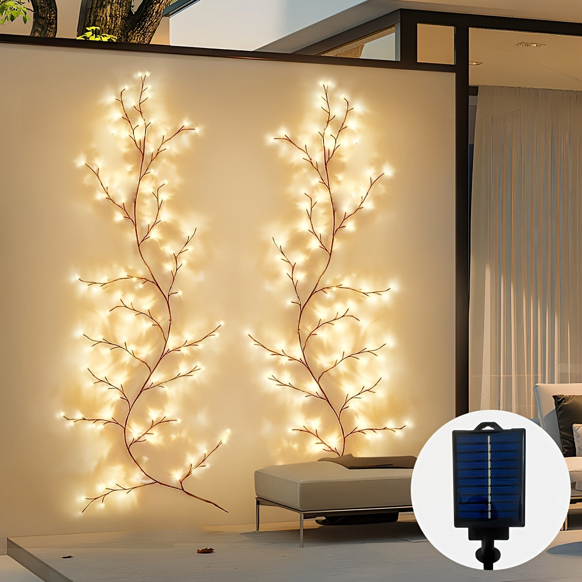 TEMU 1pc Solar Willow Vine Light For Home Decor, Flexible Diy Lighted Branches For Indoor Outdoor Wall Decorations, Lighted Willow . 8m-5. 9ft 96leds