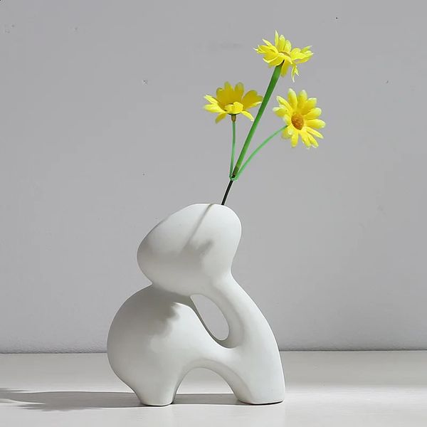 Ceramic Vase Flower Arrangement Dry Flowers Nordic Style Ins Simple Creative Hydroponic Flower Set Living Room Home Decoration 240902