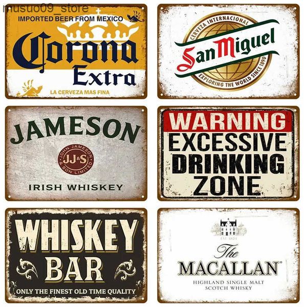 Decorative Plates Drink Cold Beer Wine Metal Sign Poster Whiskey Plaque Vintage Tin Sign Home Wall Decor for Bar Pub Man Cave Decorative Pla