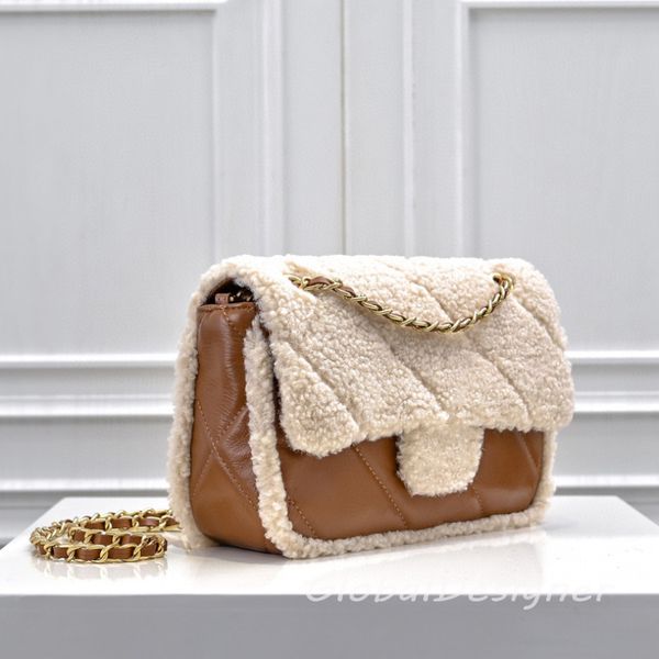 fall winter chain fur wool crossbody bag designer flap bag lambswool Teddy hairy luxury shoulder bag vintage wallet handbag designer women f