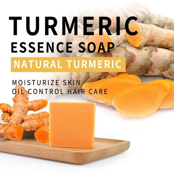 Natural Turmeric Essential Oil Hand Soap for Face Cleansing Shower, Moisturizing and Improving Dryness, Body Bath Skin Care (1pcs-100g) dh57