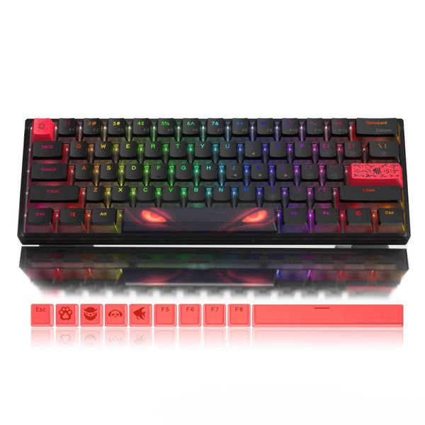 Keyboards Womier WK61 Black 60% Gaming Mechanical Keyboard Hot Swap RGB Backlit Wired Ultra-Compact Pudding PBT Keycap for Win Mac H241123