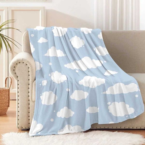 Cloud Throw Blanket Blue and White Gift for Girl and Boy Lightweight Super Soft Suitable for Sofa Chairs Bed for KidC250116