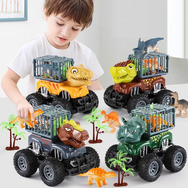 Science Discovery Children Inertia Car Toy Excavators Boy Toy Car Mini Dinosaur Engineering Trucks Transport Truck Model Car Kids Games 2302