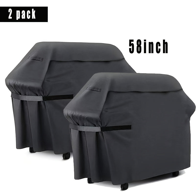 TEMU 2pcs Heavy-duty Bbq Grill Covers For Outdoor Gas Grills - Waterproof, Uv-resistant, Tear & Fade Proof Polyester With Reinforced Hook-and-loop