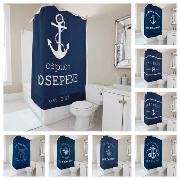 Customized marine shower curtains waterproof fabric bathroom decoration personalized design home accessories W240808