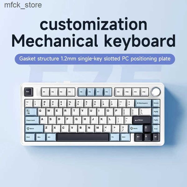 Keyboards AULA F75 2.4G Wireless-Bluetooth-Wired Gaming Mechanical Keyboard RGB Customized 75% Layout OEM Profile Gasket Structure J241204