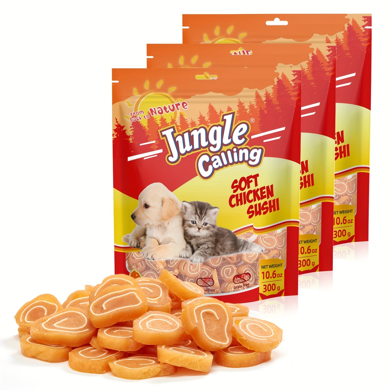 TEMU Jungle Calling Chicken Wrapped Dog Treats, Soft Chicken&codfish Treats For Training Rewards, 10.6ounce