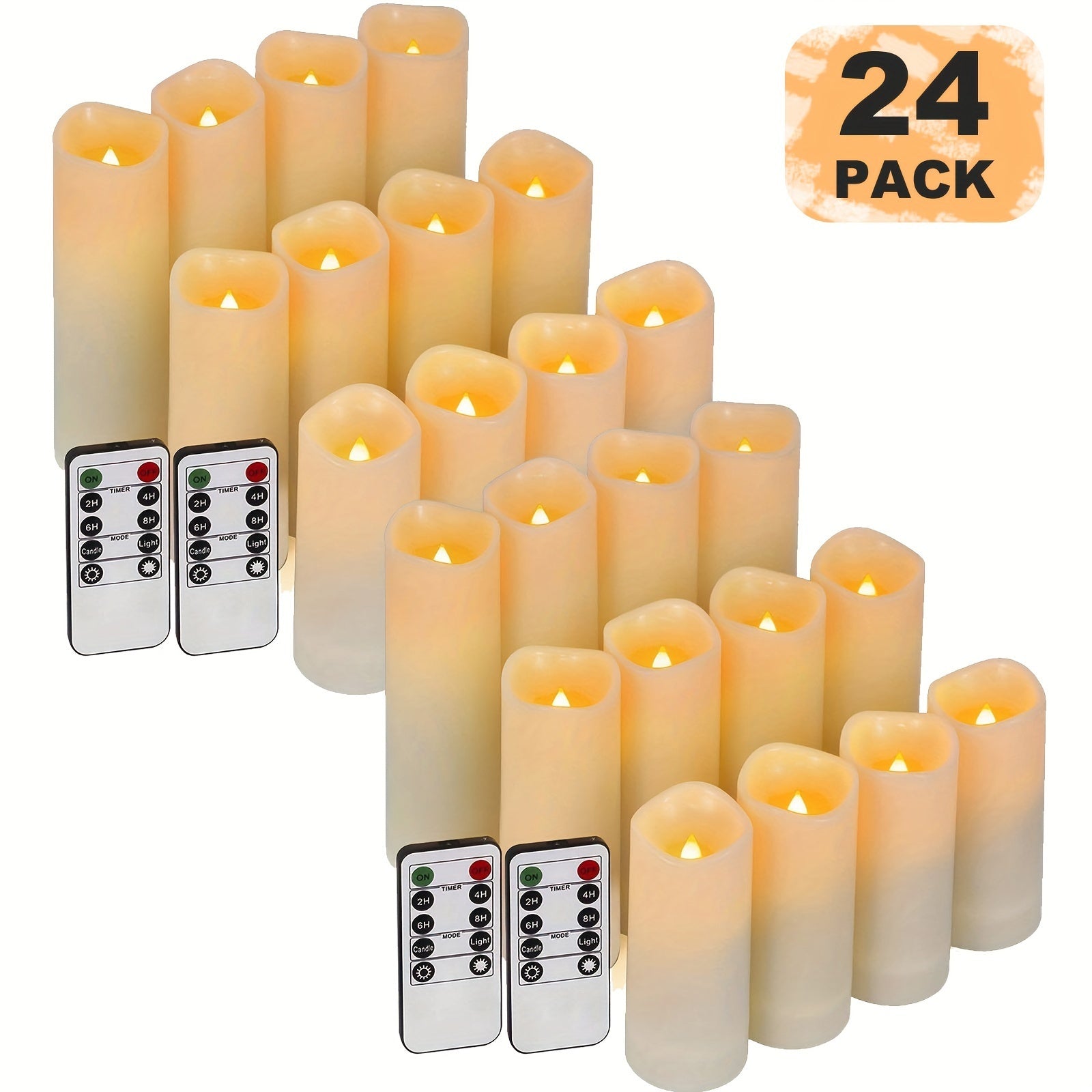 TEMU 24pcs 2025 Upgraded Flameless Led Candles With Remote & Timer, Flickering Battery Operated Ivory Candles For Home Decor, Halloween, Christmas,