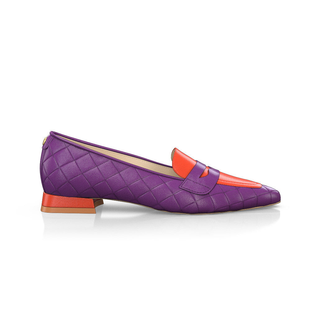 Chaussures plates pointues Femme Faites main en Italie en Cuir Violet - Sur Mesure, Petit, Perles, Enfiler - GIROTTI