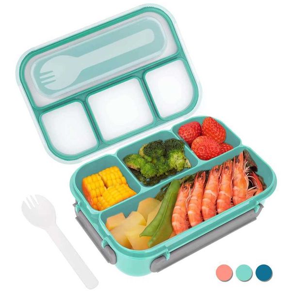 Bento Box Lunch Box Adult LunchBox Containers For Toddler Kids Adults 1300ml 4 Compartments Fork Leak-Proof Microwave DishwasherM240807