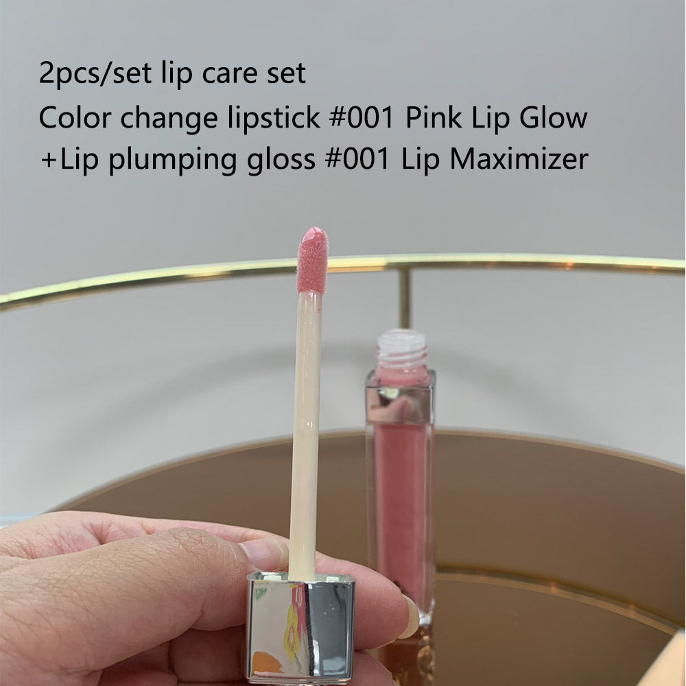 Top Quality Brand 2pcs-set Lips Care Makuep 6ml Lip Plumping Gloss Maximizer 001 Instant Volume And 3.2g Lipstick Natural Glow Reviving Lip Balm 001