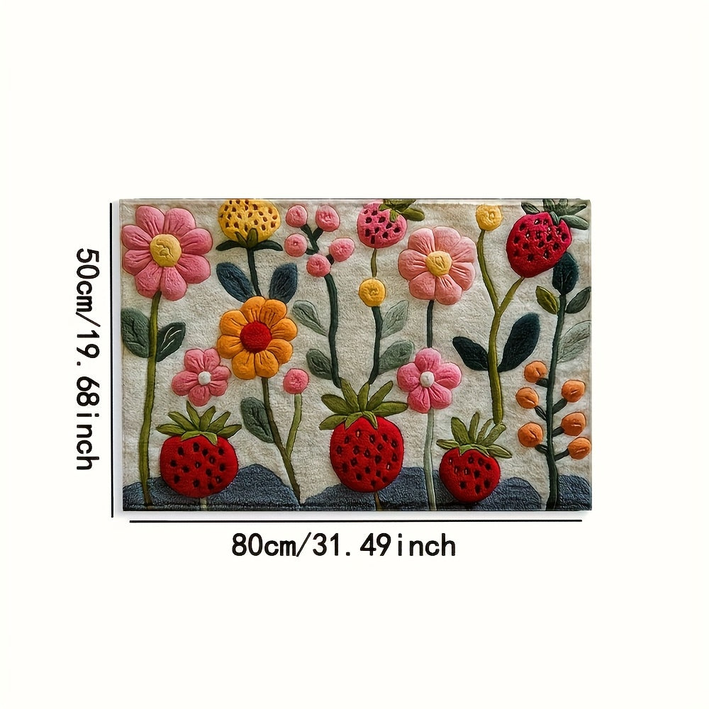 TEMU 1 Floral Pattern Anti Slip Bathroom Floor Mat - Super Soft Cashmere Floor Mat, Absorbent And, Bathroom Decoration And Accessories, Suitable For